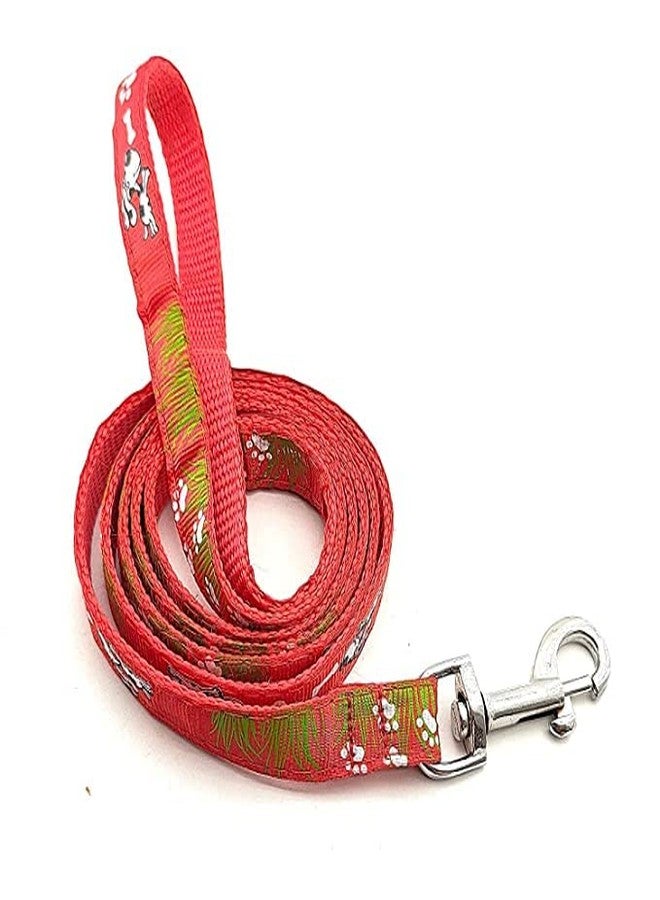 Pups&Pets Pet 15 MM Adjustable Leash with Harness Set with Puppy Printed Nylon Harness for Small & Medium Dogs (Red) - Image 3